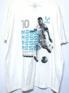 Messi Graphic T Shirt Men's 2XL White Soccer Football Short Sleeve Tee